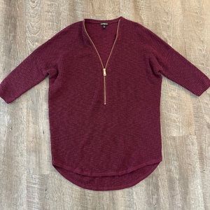 Express 3/4 Sleeve Zipper Front Sweater